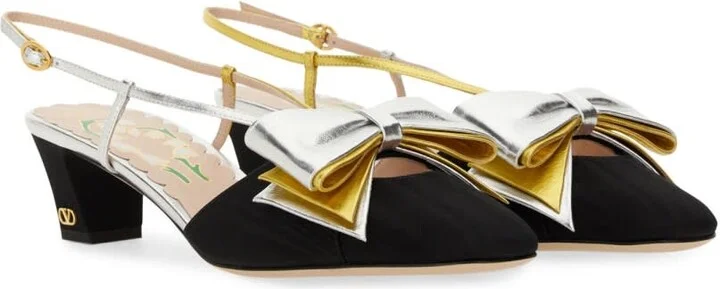 45mm Moiré Fabric Bowow Slingback Décolleté - Image 2