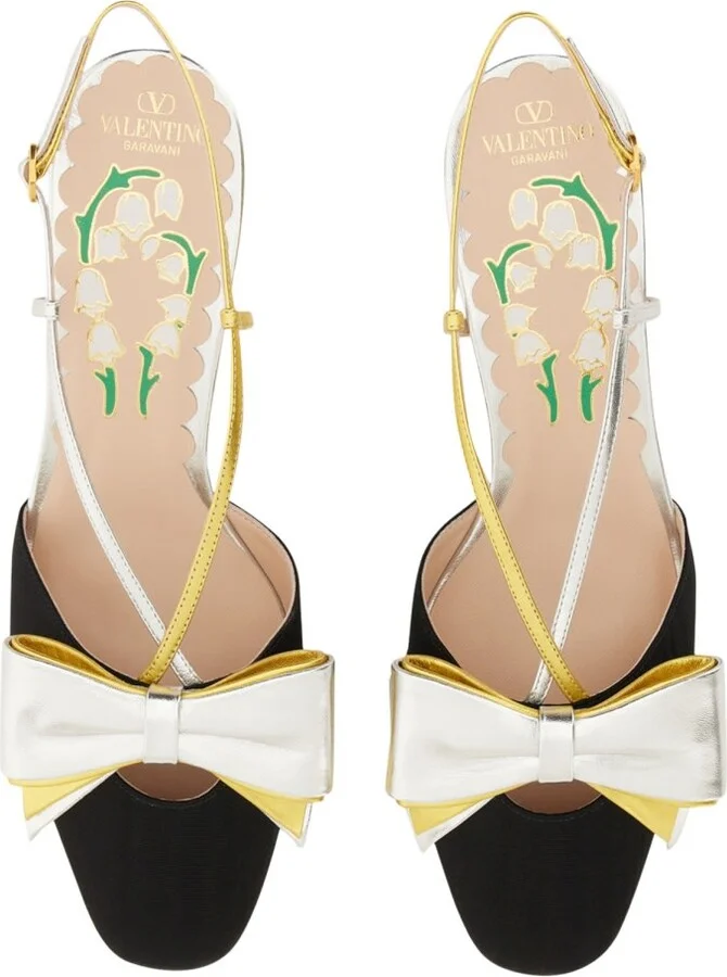 45mm Moiré Fabric Bowow Slingback Décolleté - Image 5
