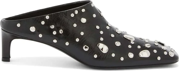 45mm Rivet-Detail Leather Mules