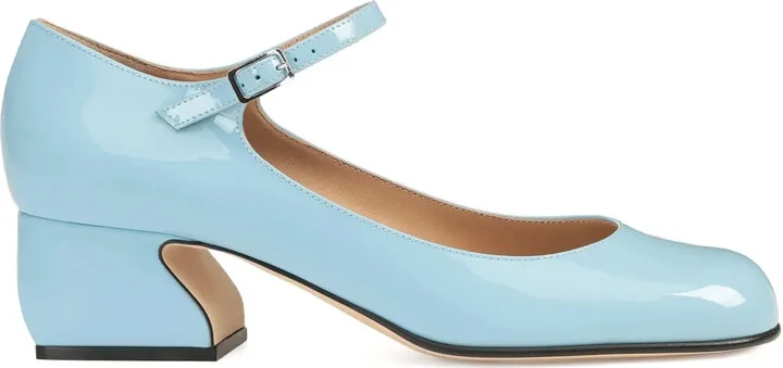45mm Si patent leather ankle-strap pumps