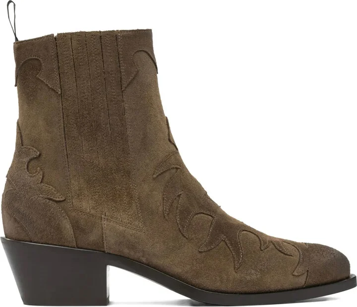 45mm Suede Flame-Pattern Boots