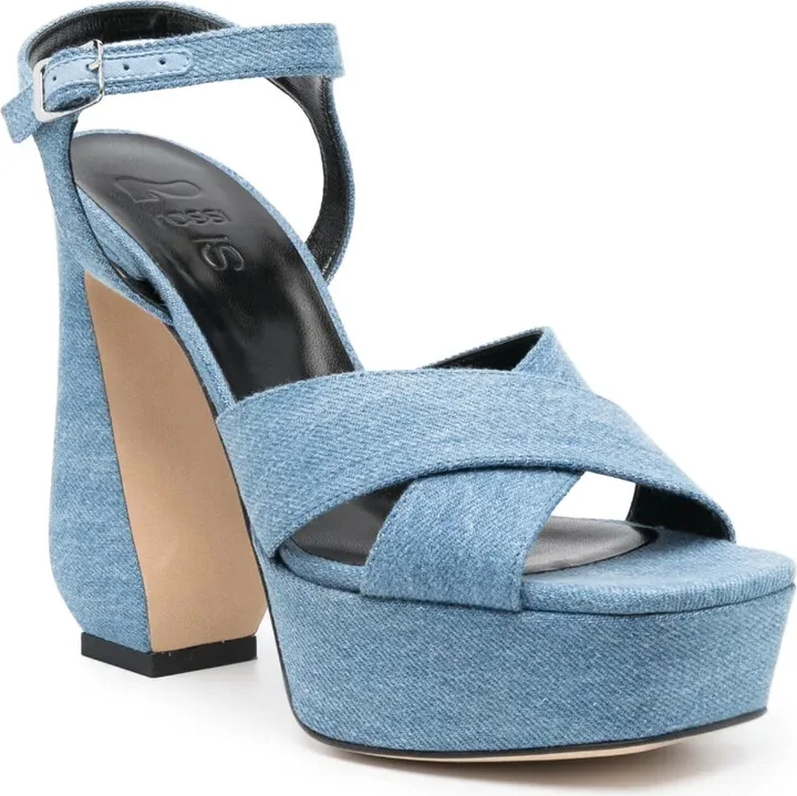 47mm Sculpted-Heel Denim Sandals - Image 2