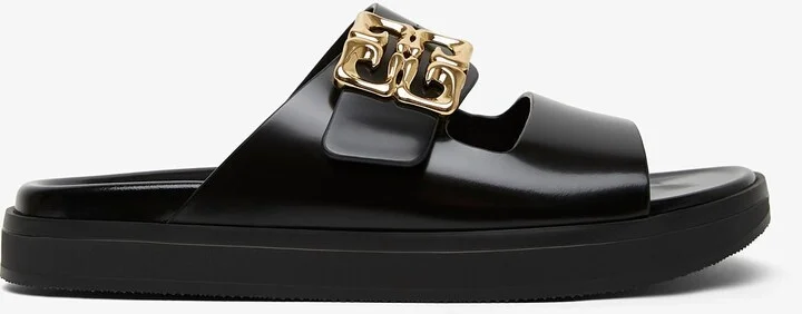 4G black flat sandals