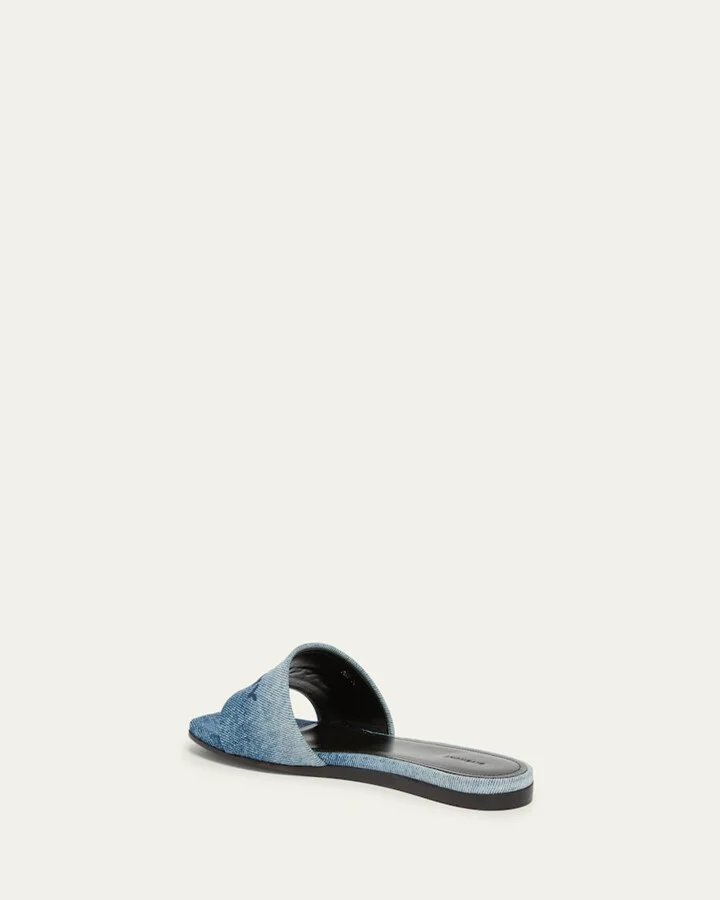 4G Embroidered Denim Flat Slide Sandals - Image 2