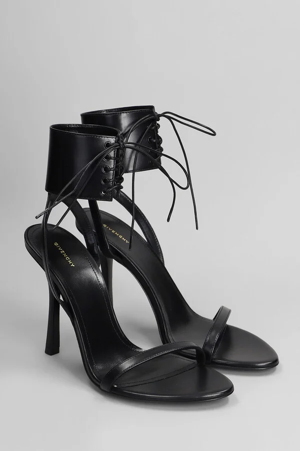 4g Liquid Lace Up Sandals In Black Leather - Image 2