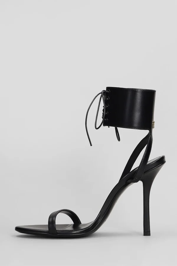 4g Liquid Lace Up Sandals In Black Leather - Image 3