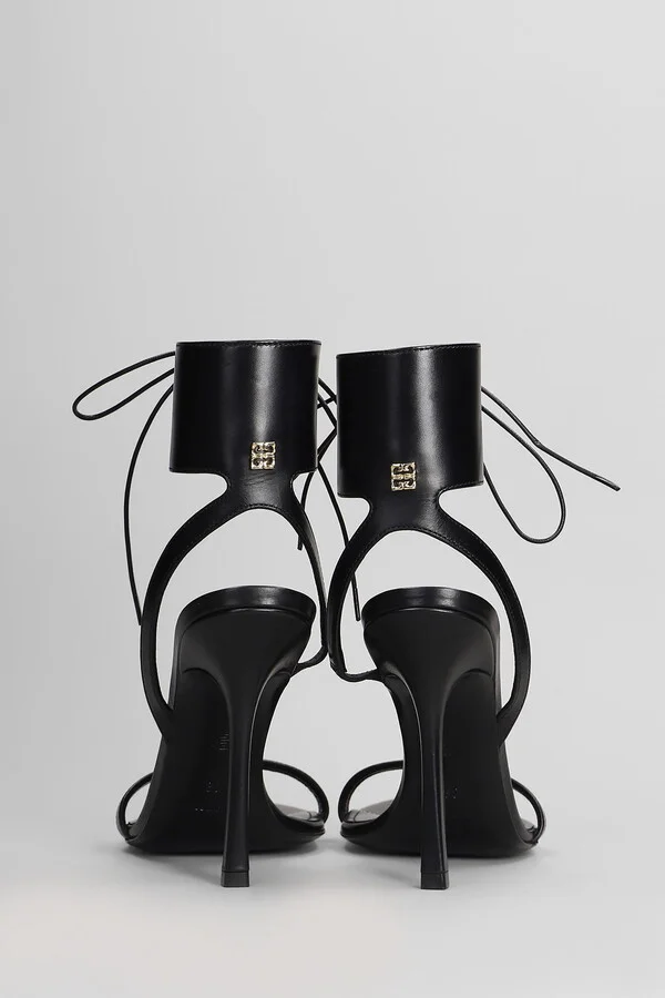 4g Liquid Lace Up Sandals In Black Leather - Image 4