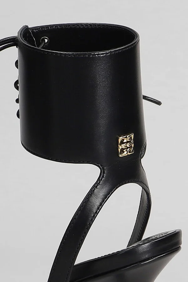 4g Liquid Lace Up Sandals In Black Leather - Image 5