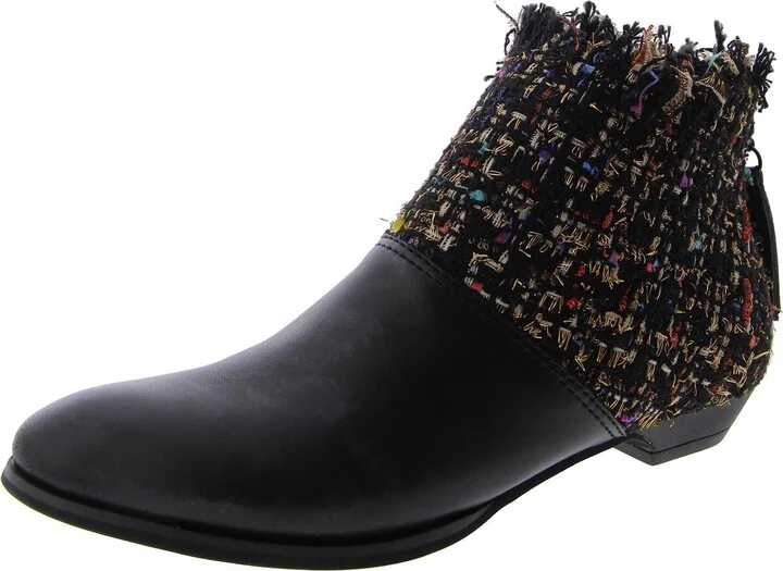 50/50 II Womens Pointed Toe Mixed Media Mid-Calf Boots