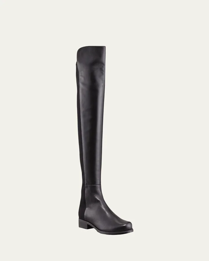 50/50 Leather Over-the-Knee Boot, Black - Image 8