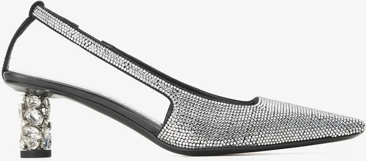 50 Crystal Embroidered Slingback Pumps