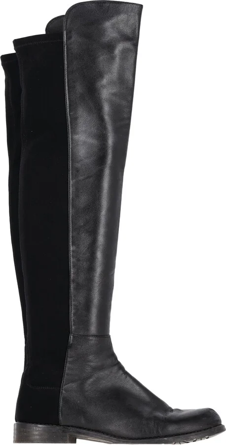 5050 Knee-High Boots in Black Calfskin Leather and Suede