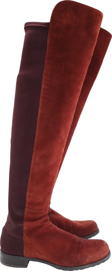 5050 Knee Length Boots in Red Suede