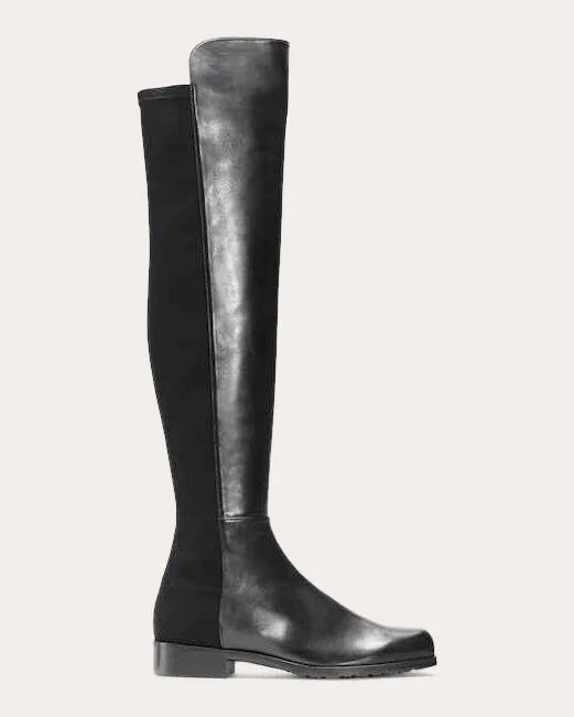 5050 Lift Leather and Stretch-Knit Over-the-Knee Boot