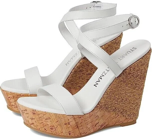 5050 Sandals Women's US 9 White Ankle Strap Wedge Heel RHS4086