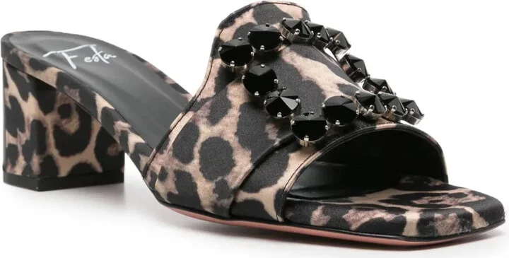 50mm Basa leopard-print mules - Image 2
