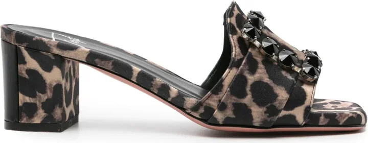 50mm Basa leopard-print mules