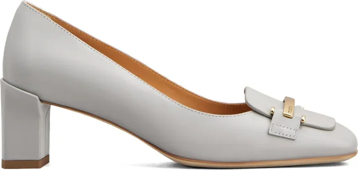 50mm Block-Heel Leather Pumps