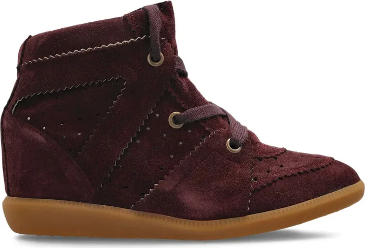 50mm Bobby lace-up suede wedge sneakers