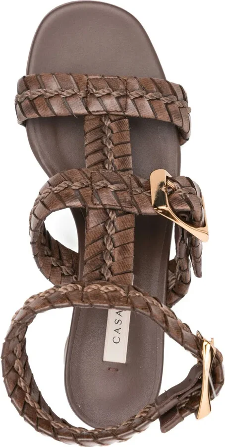 50mm Braided Leather Block-Heel Heeled Sandals - Image 4
