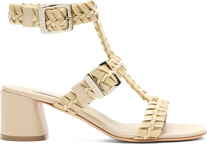 50mm Braided-Strap Heeled Sandals