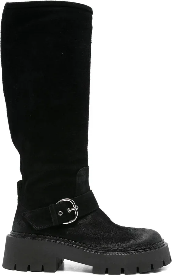 50mm Buckle-Detail Calf Leather Boots