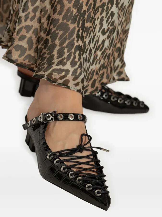 50mm Buckle-Fastening Lace-Up Mules - Image 5