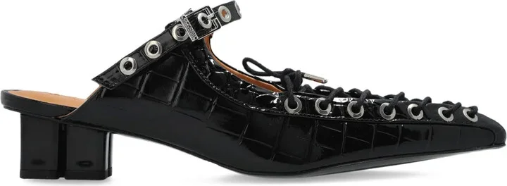 50mm Buckle-Fastening Lace-Up Mules