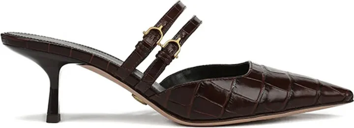 50mm Corrie crocodile-effect buckle mules