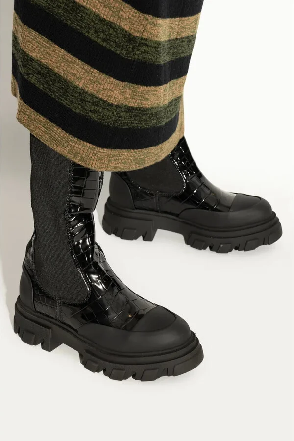 50mm Crocodile-Embossed Knee-High Boots - Image 2