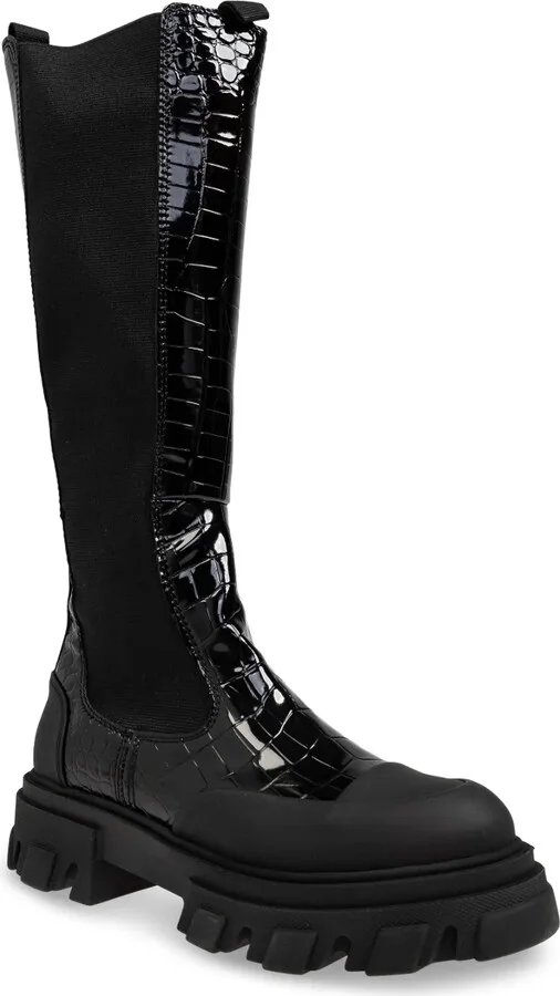 50mm Crocodile-Embossed Knee-High Boots - Image 4