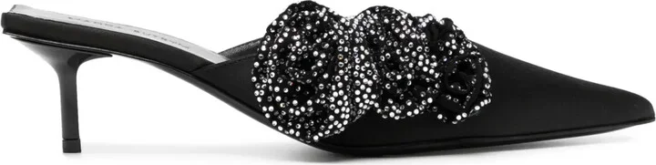 50mm Crystal-Embellished Leather Mules