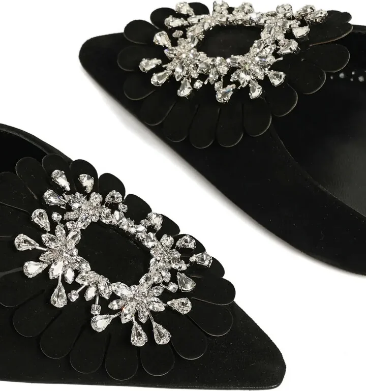 50mm Embellished Suede Heeled Mules - Image 3