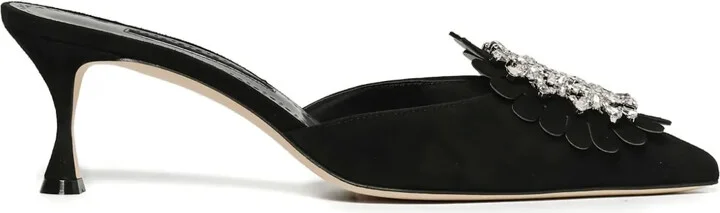 50mm Embellished Suede Heeled Mules