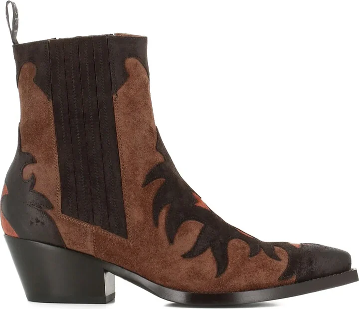 50mm Flame-Pattern Suede Boots