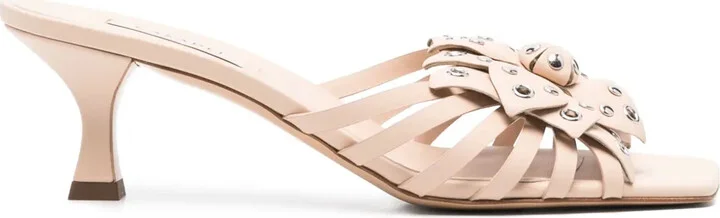 50mm Floral-Appliqué Sandals