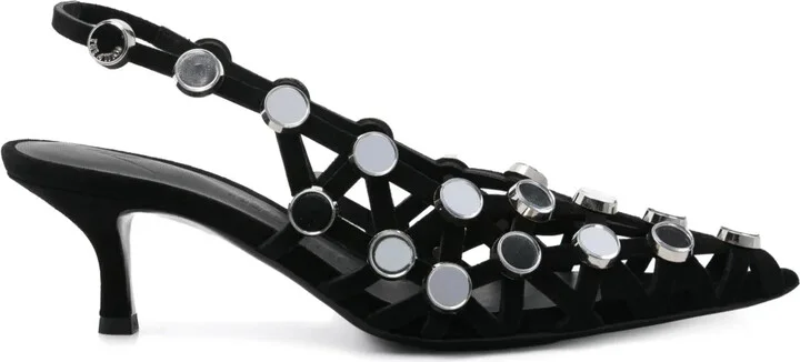 50mm Grid slingback pumps