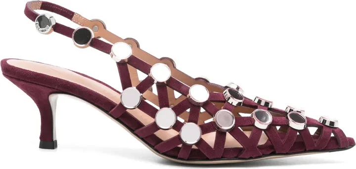 50mm Grid slingback pumps