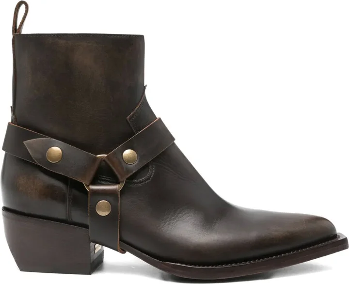 50mm Harness-Embellished Leather Boots