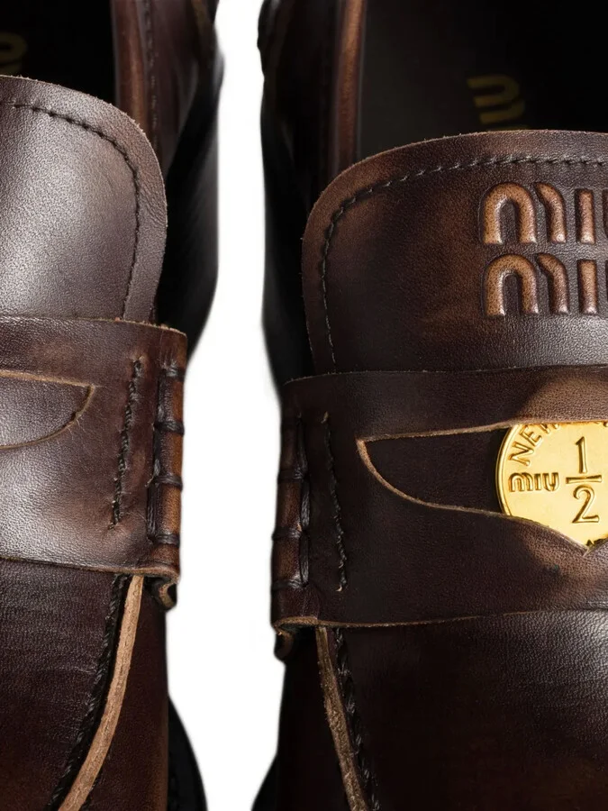 50mm Leather Band Coin Loafers - Image 4