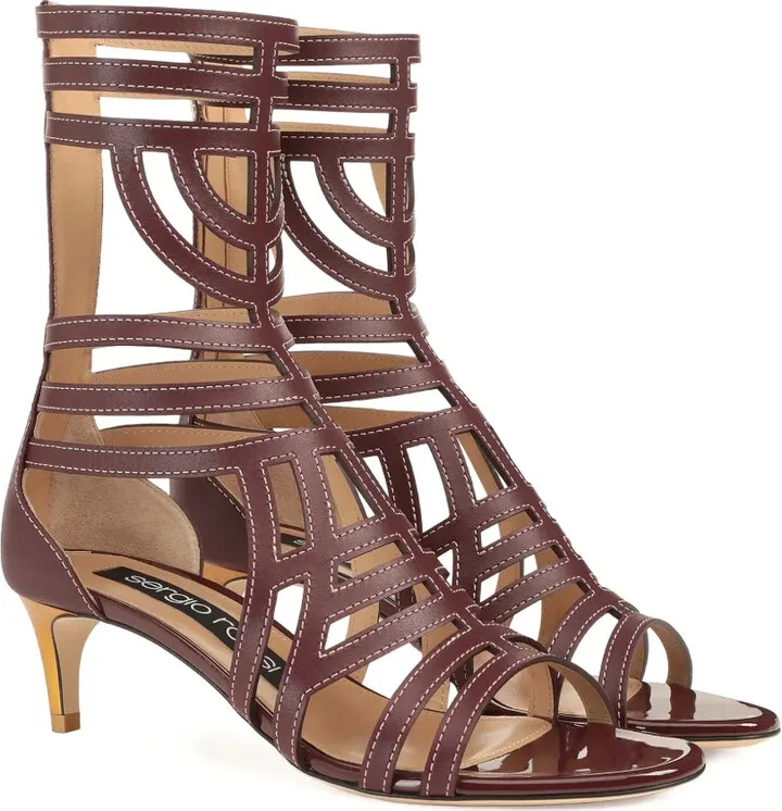 50mm Leather Cut-Out Sandals - Image 2