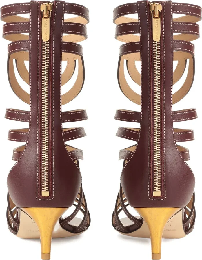 50mm Leather Cut-Out Sandals - Image 3