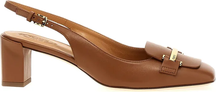 50mm Leather Slingback Pumps