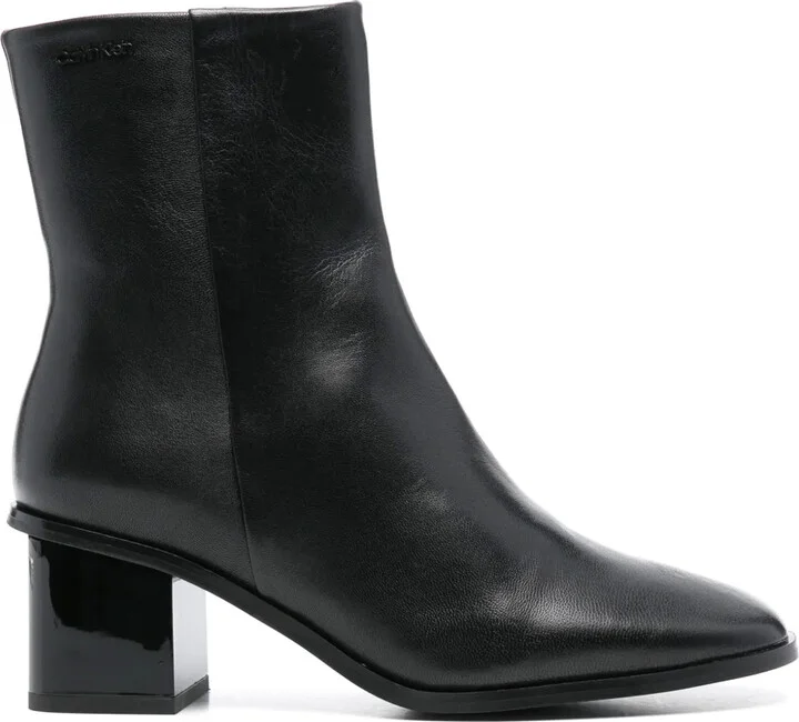 50mm Leather Square-Toe Ankle Boots