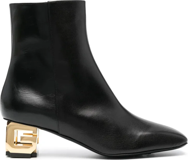 50mm Logo-Plaque Leather Boots