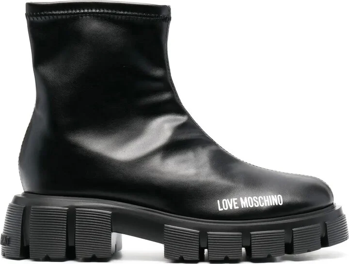 50mm Logo-Print Studded Sole Boots