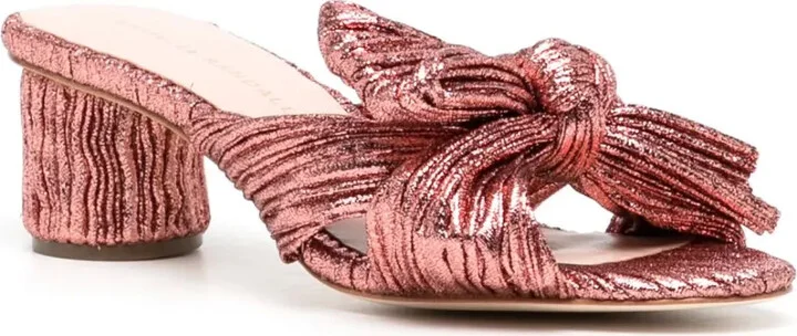 50mm Metallic-Effect Plissé Sandals - Image 2