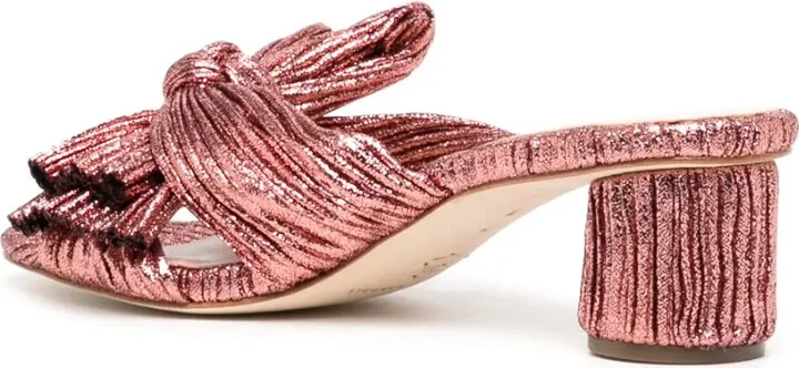 50mm Metallic-Effect Plissé Sandals - Image 3
