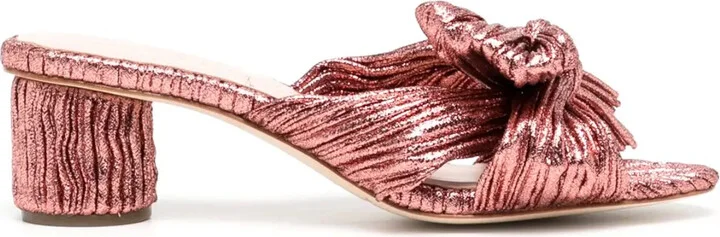 50mm Metallic-Effect Plissé Sandals