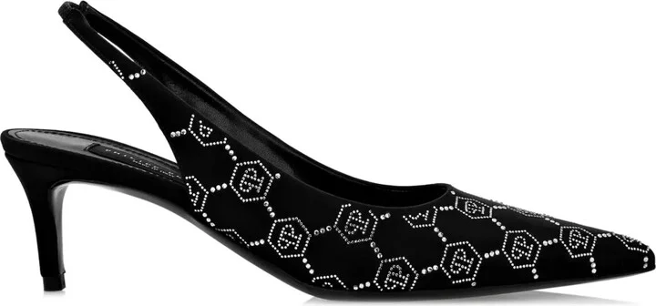 50mm Monogram-Pattern Slingback Pumps